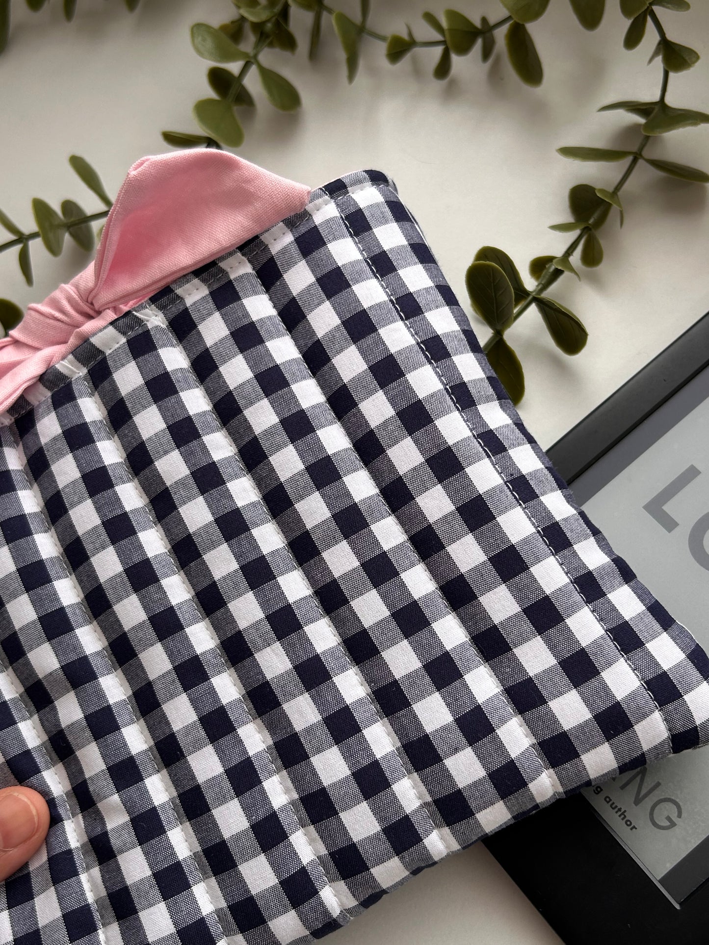 Navy Gingham Kindle Sleeve