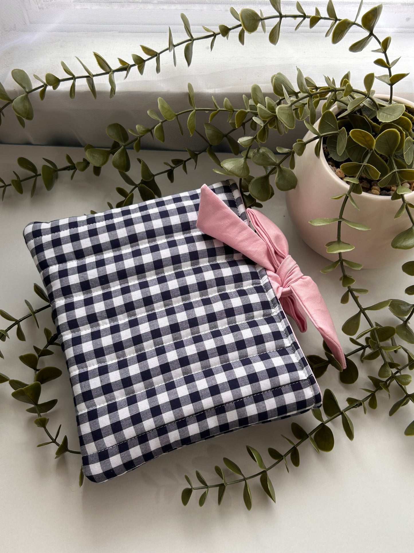 Navy Gingham Kindle Sleeve