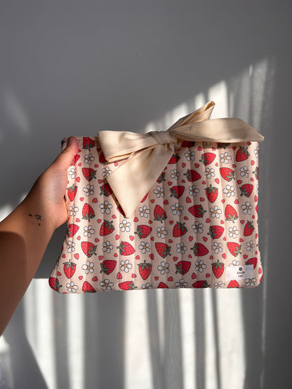 Beige Strawberry Book Sleeve