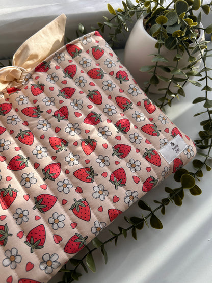 Beige Strawberry Book Sleeve