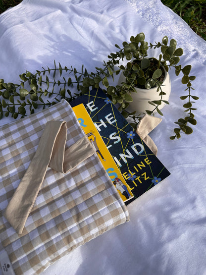 Beige Gingham Book Sleeve