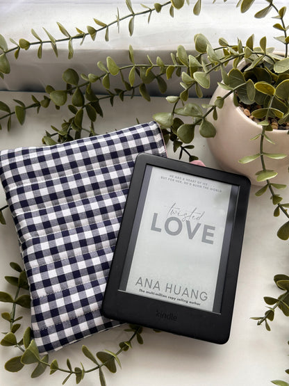 Navy Gingham Kindle Sleeve