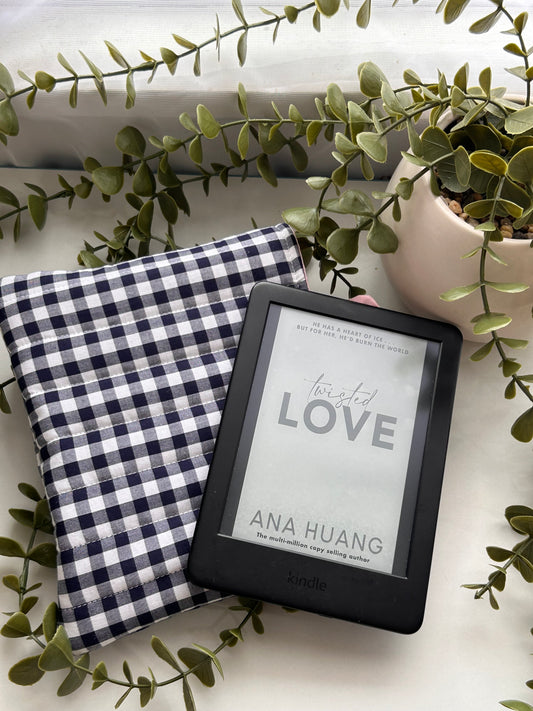 Navy Gingham Kindle Sleeve