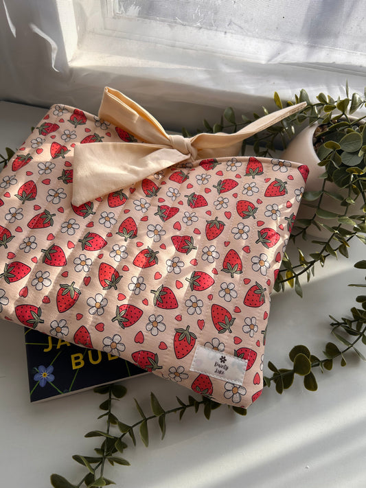 Beige Strawberry Book Sleeve