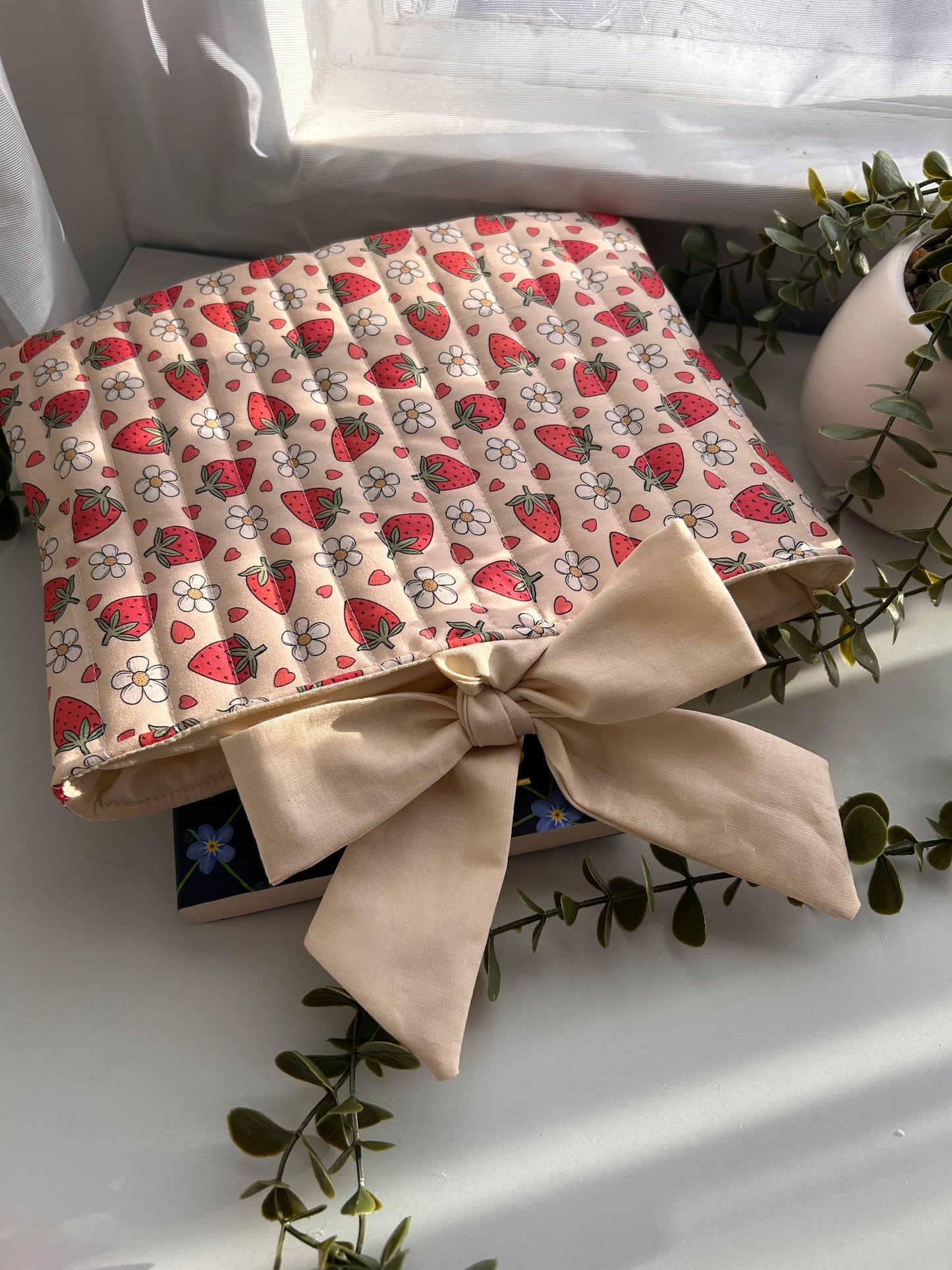 Beige Strawberry Book Sleeve