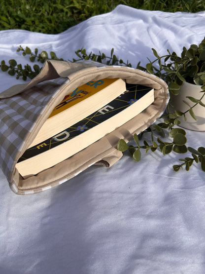 Beige Gingham Book Sleeve
