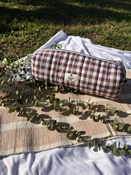 Chocolate Gingham Hair Tool Bag