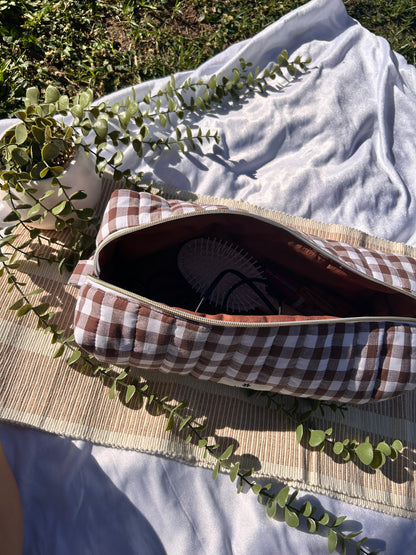 Chocolate Gingham Hair Tool Bag