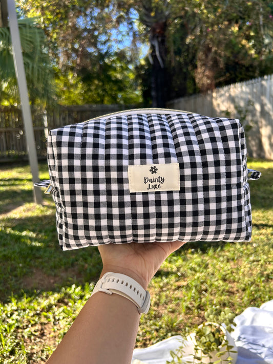 Black Gingham Makeup-Bag
