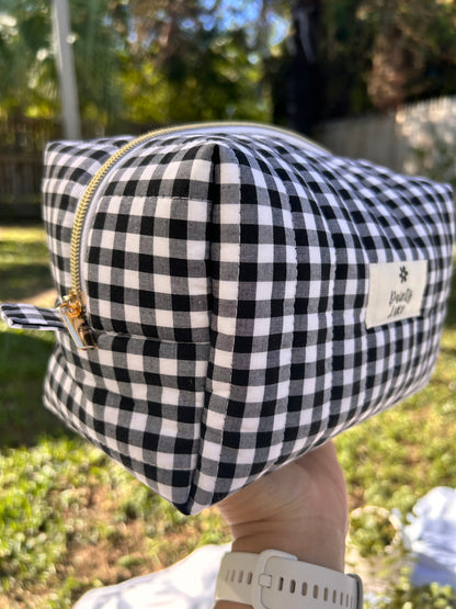 Black Gingham Makeup-Bag