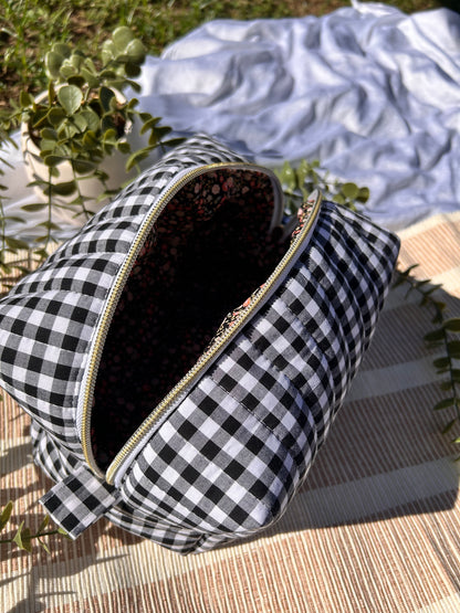 Black Gingham Makeup-Bag