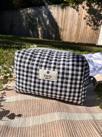 Black Gingham Makeup-Bag